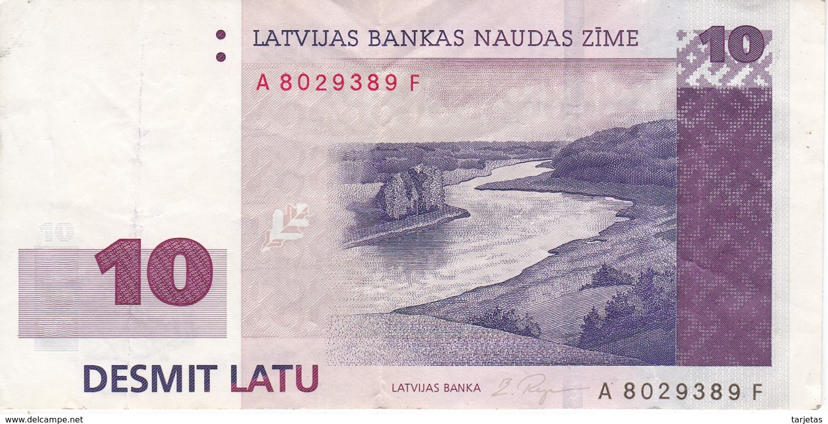 BILLETE DE LETONIA DE 10 LATI DEL AÑO 2000 (BANK NOTE) - Letonia