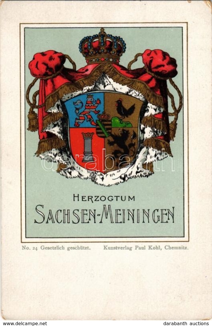 ** T2/T3 Herzogtum Sachsen-Meiningen / Coat Of Arms Of The Duchy Of Saxe-Meiningen (1680-1918) Kunstverlag Paul Kohl No. - Non Classés