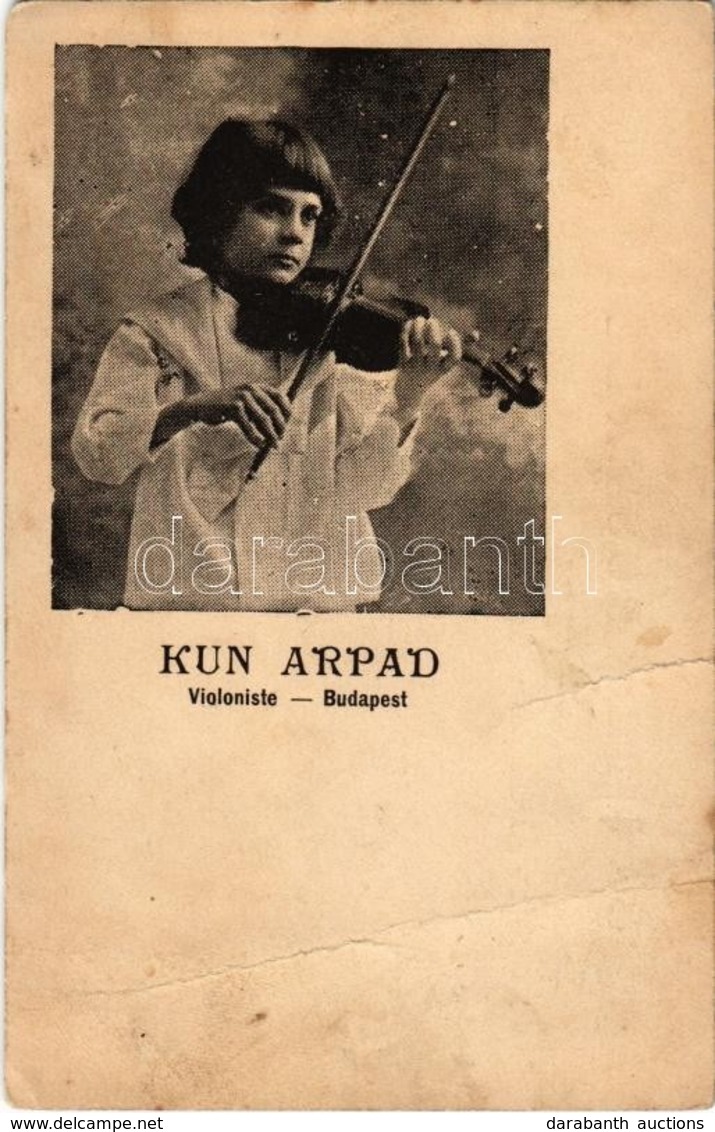 ** T3 Kún Árpád Fiatal Hegedűművész. Budapest / Hungarian Young 'boy Wonder' Violinist (fa) - Unclassified