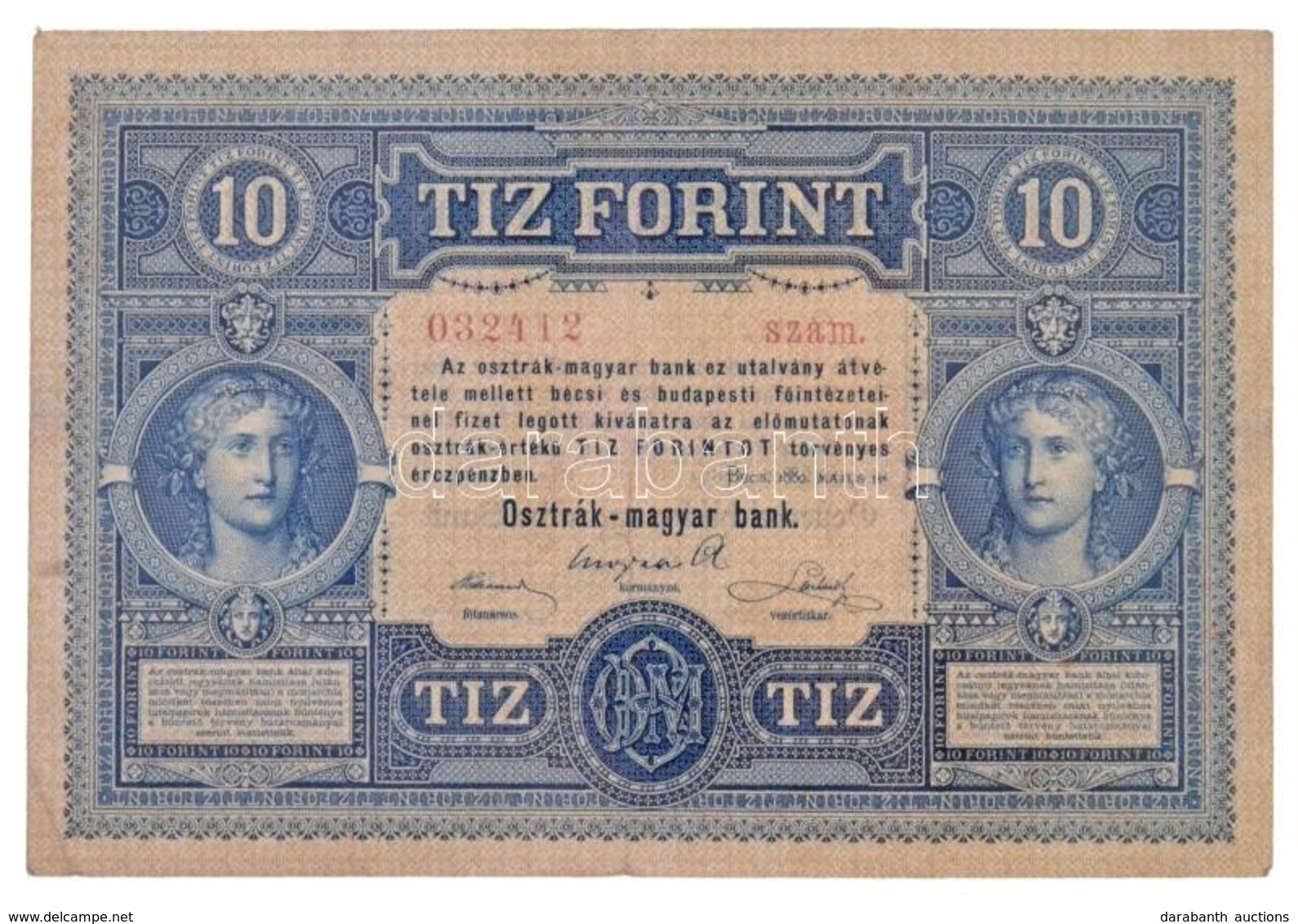 1880. 10Ft 'Osztrák-magyar Bank', '1083 032412' Sorszámmal T:III / Austro-Hungarian Monarchy 1880. 10 Forint / 10 Gulden - Unclassified