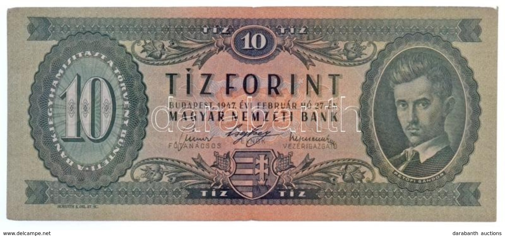 1947. 10Ft 'A517 060423' T:II- / Hungary 1947. 10 Forint 'A517 060423' C:VF
Adamo F2 - Unclassified