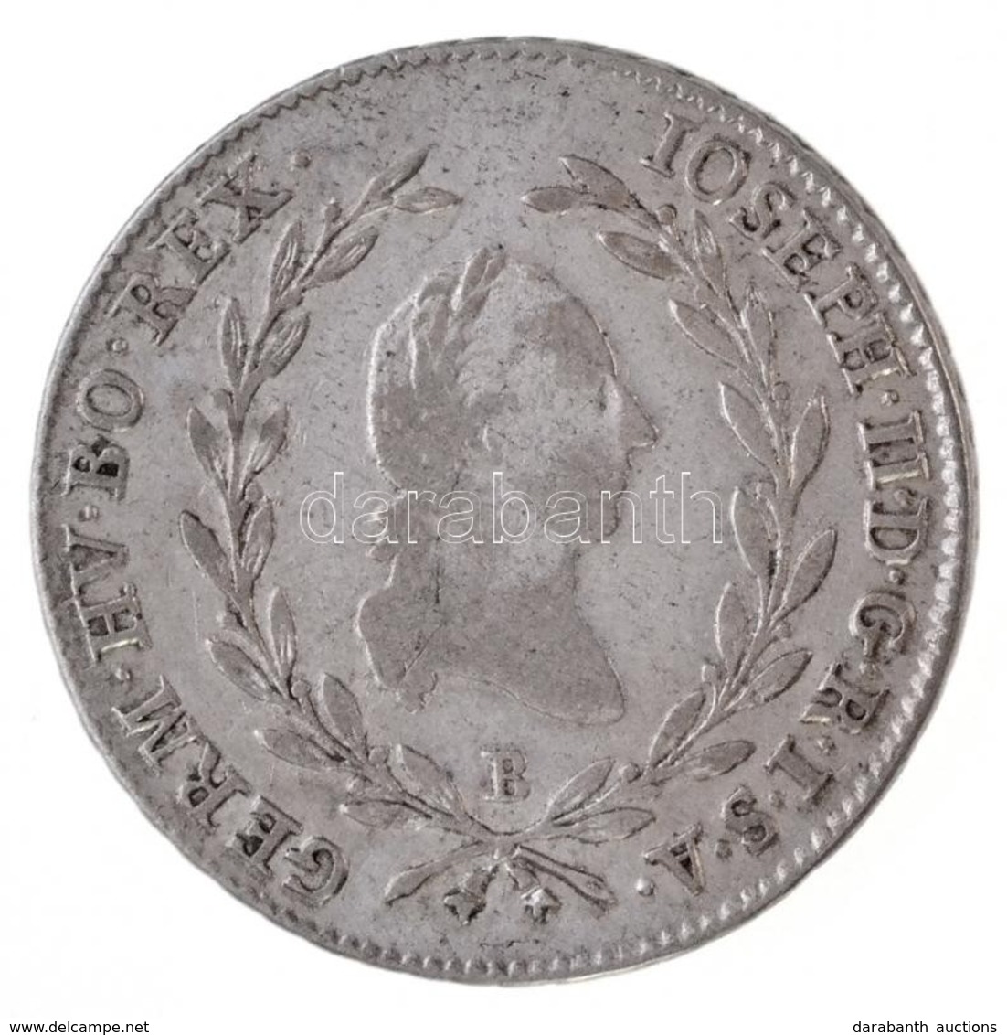 1788B 20kr Ag 'II. József' Koszorú Felső Szárai Nem érnek össze (6,57g) T:2- / Hungary 1788B 20 Kreuzer Ag 'Joseph II' T - Non Classés