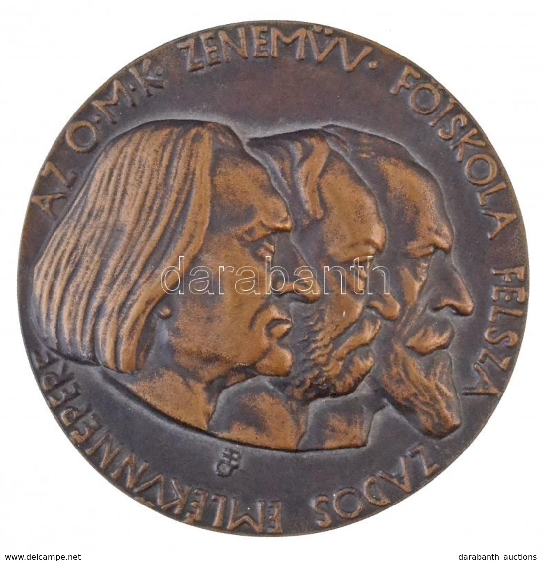 Beck Ötvös Fülöp (1873-1945) 1925. 'AZ OMK ZENEMÜV FŐISKOLA FÉLSZÁZADOS EMLÉKÜNNEPÉRE' Kétoldalas Br Plakett (73mm/189,1 - Non Classés