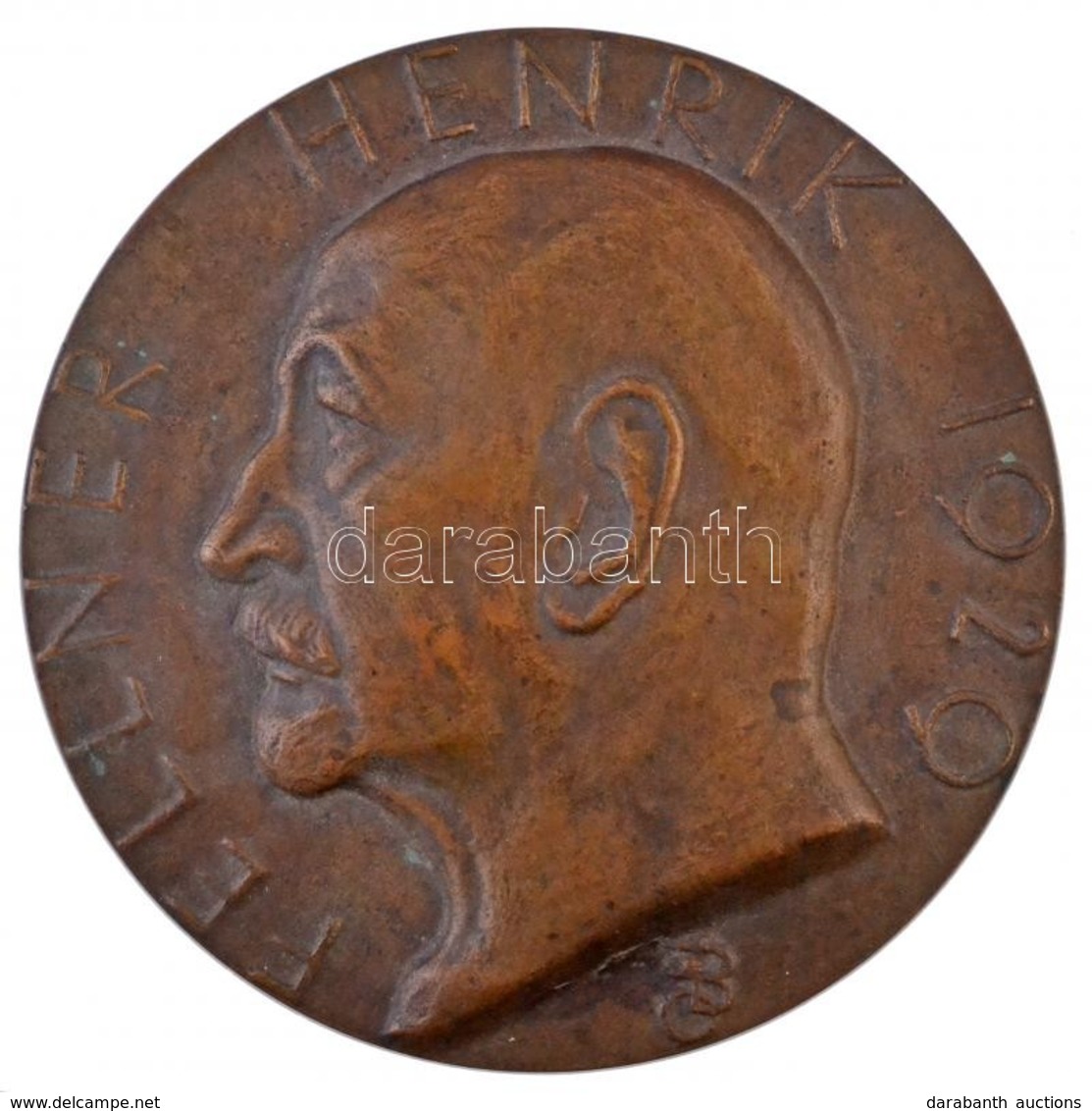 Beck Ötvös Fülöp (1873-1945) 1929. 'Fellner Henrik 1929' Egyoldalas Br Plakett (198mm/2062g) T:1-,2 / Hungary 1929. 'Hen - Unclassified