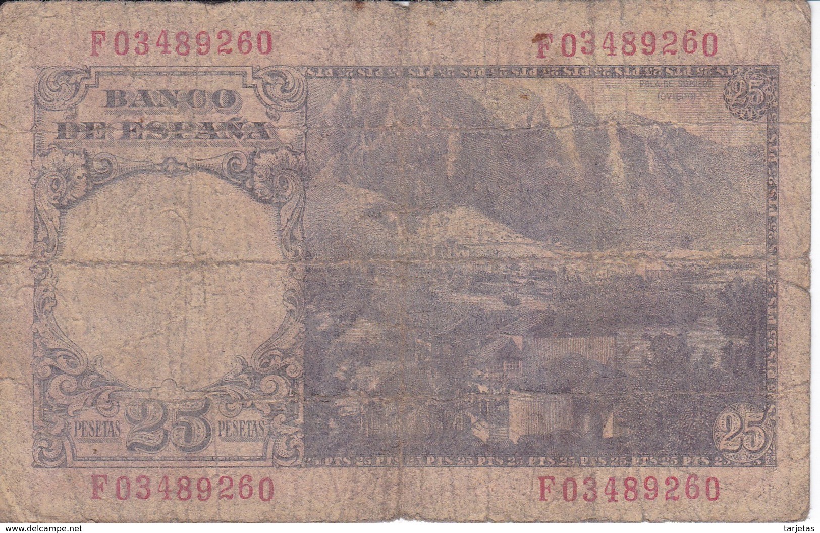 BILLETE DE ESPAÑA DE 25 PTAS DEL 19/02/1946 SERIE F  CALIDAD RC (BANKNOTE) - 25 Pesetas