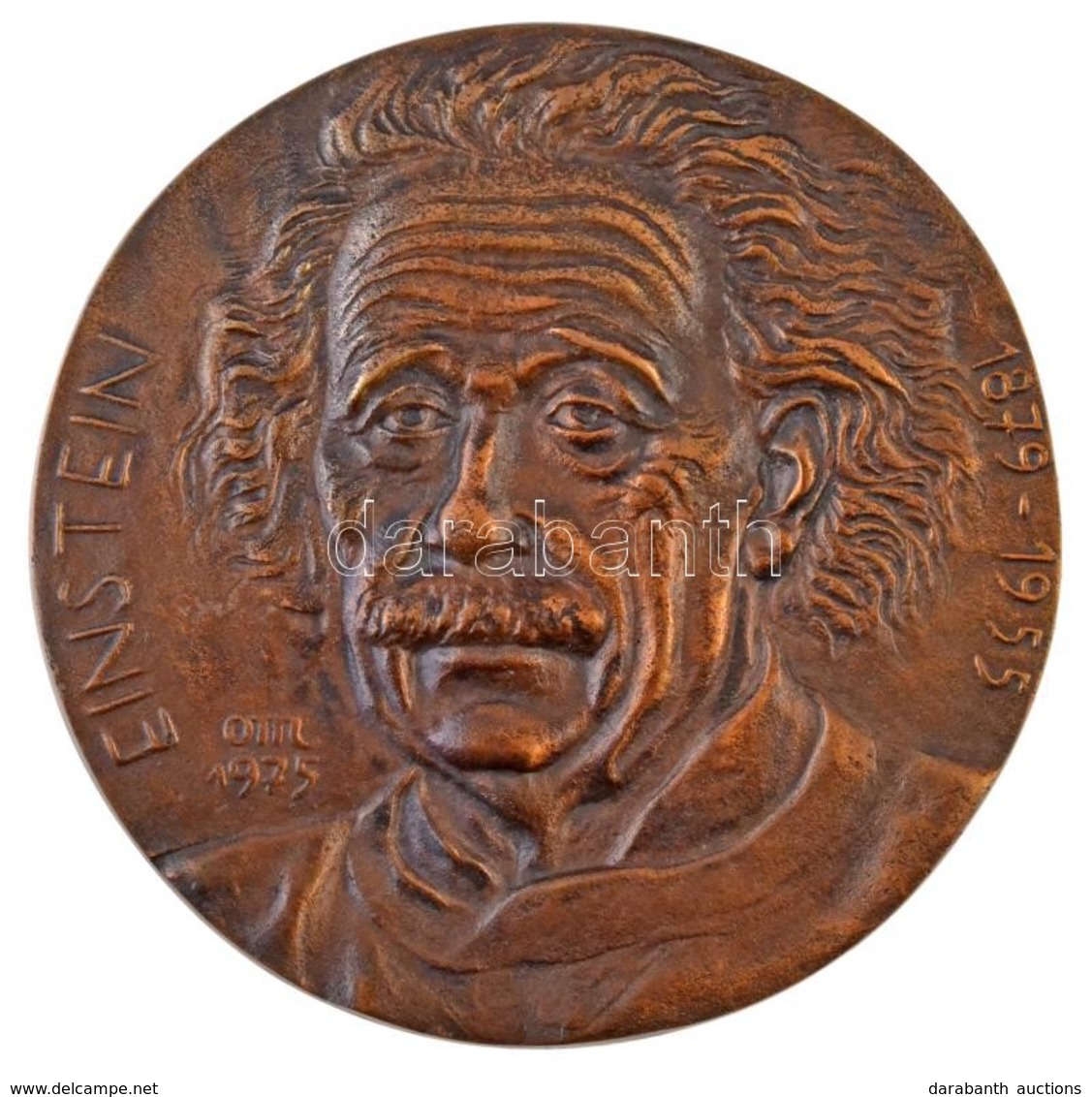 Osváth Mária (1921-1998) 1975. 'Einstein 1879-1955' Egyoldalas Br Plakett (137mm/436,4g) T:1- / Hungary 1975. 'Einstein  - Non Classés