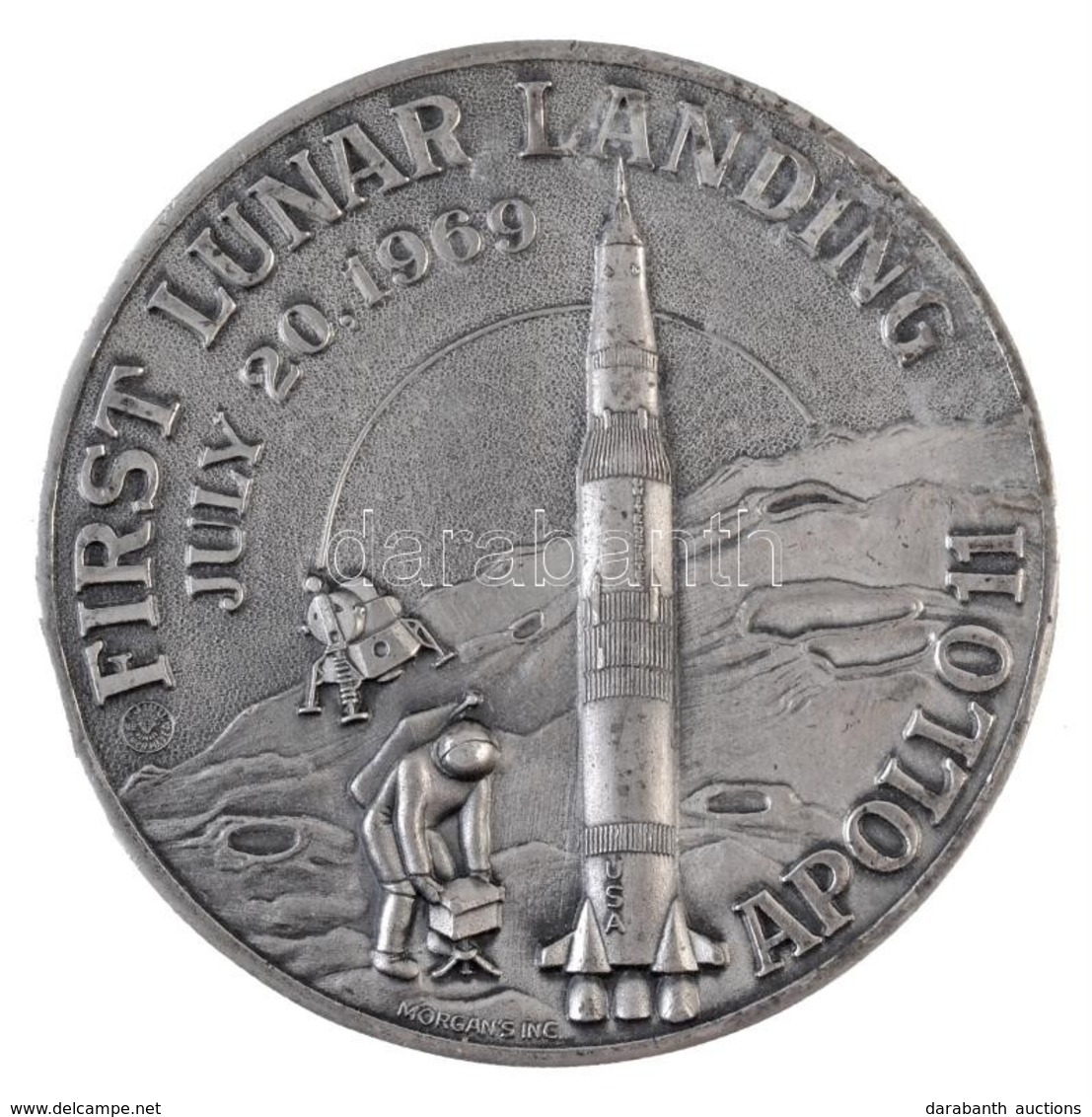 Amerikai Egyesült Államok 1969. 'First Lunar Landing / In Honor Of Those Who Served' Jelzett Ag érem Az Első Holdra Szál - Non Classés