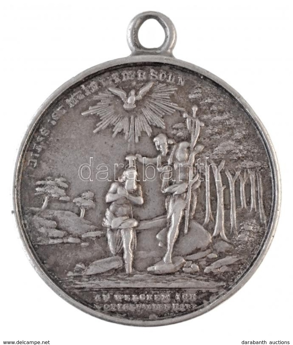 Ausztria ~1900-1920. 'Taufmedaille' Peremén Jelzett Ag Keresztelő érem, Füllel. Szign.: Leo Zimpel (23,61g/0.900(?)/39mm - Ohne Zuordnung