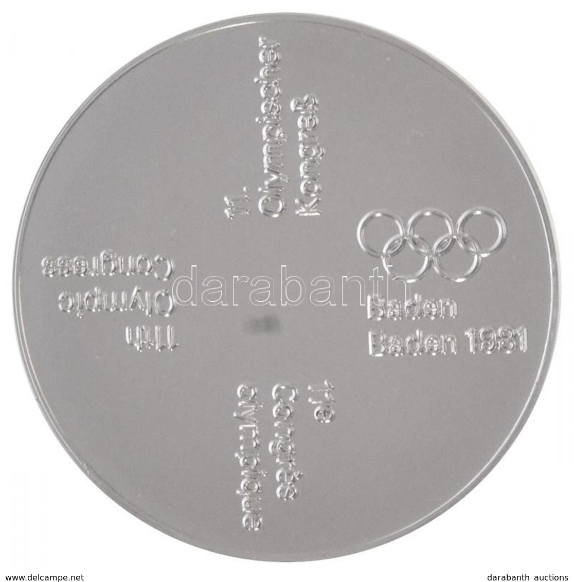 NSZK 1981. 'Baden Baden - 11. Olympischer Kongreß / Presse' Fém Emlékérem, Műanyag Hasábban (54mm) T:1 / FRG 1981. 'Bade - Unclassified