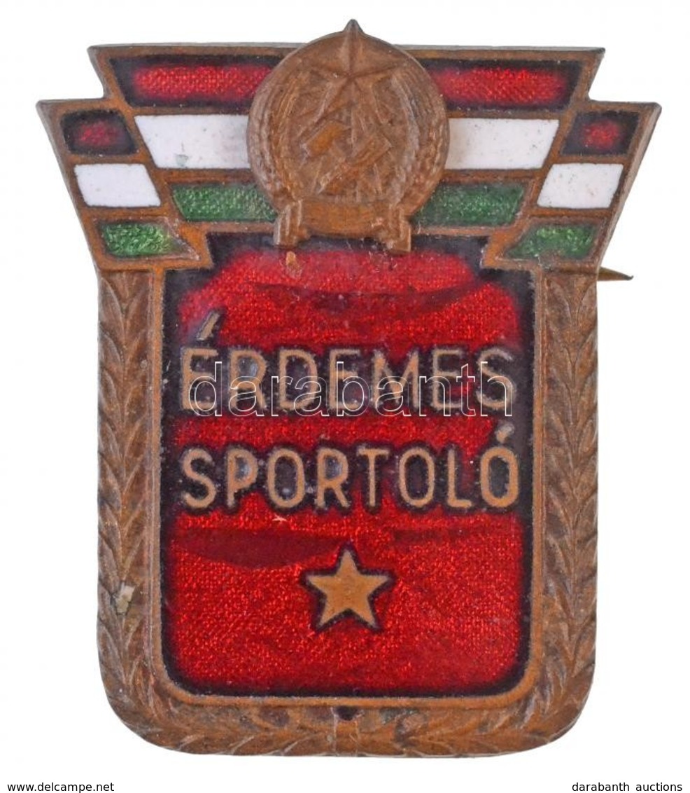 ~1949-1956. 'Érdemes Sportoló' Zománcozott Br Jelvény (30x26mm) T:2
/ Hungary ~1949-1956. 'Érdemes Sportoló (Title For T - Non Classés
