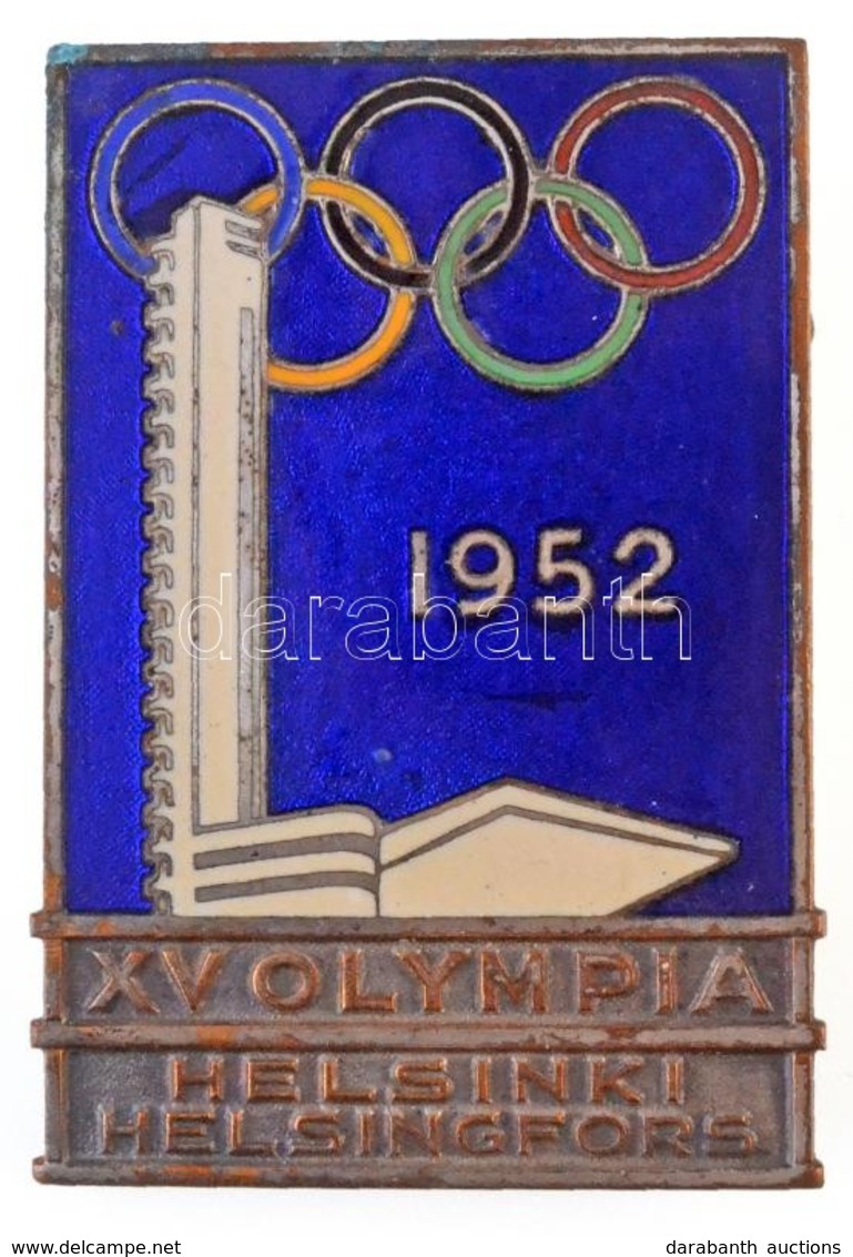 Finnország 1952. 'XV. Olimpia - Helsinki' Zománcozott Fém Jelvény (32x48mm) T:2 / Finland 1952. 'XV Olympia - Helsinki'  - Non Classés