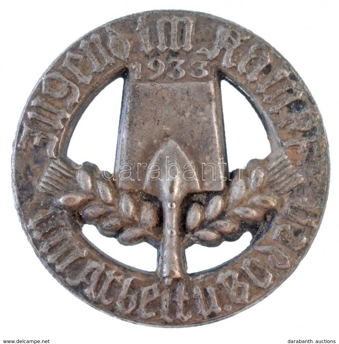 Német Harmadik Birodalom 1933. 'Jugend Im Kampf Um Arbeit Und Boden' Fém Jelvény (31mm) T:2 / German Third Reich 1933.   - Ohne Zuordnung