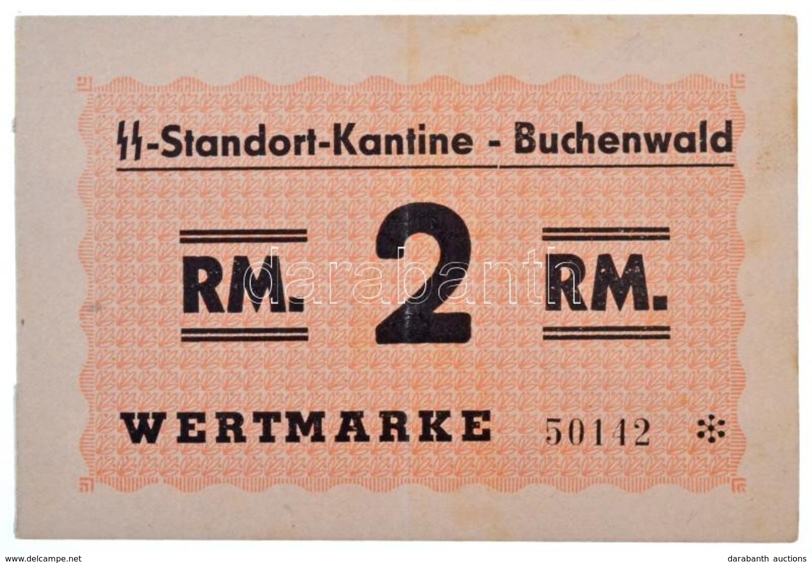 Német Harmadik Birodalom / Buchenwald 1937-1945. 2M 'SS-Standort-Kantine' T:III Szép Papír / 
German Third Reich / Buche - Non Classés