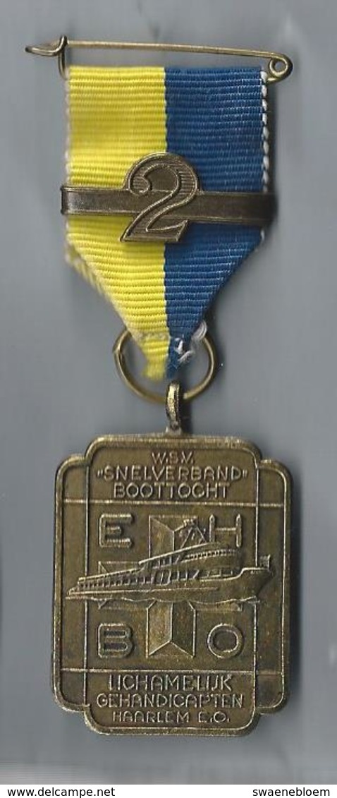 NL.- MEDAILLE. WANDELMEDAILLE. E H B O. W.S.V. SNELVERBAND BOOTTOCHT. LICHAMELIJK GEHANDICAPTEN. HAARLEM. E.O. Pins - Andere & Zonder Classificatie