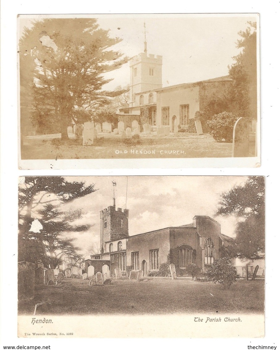 TWO POSTCARDS OF HENDON CHURCH MIDDLESEX NR EDGWARE - Middlesex