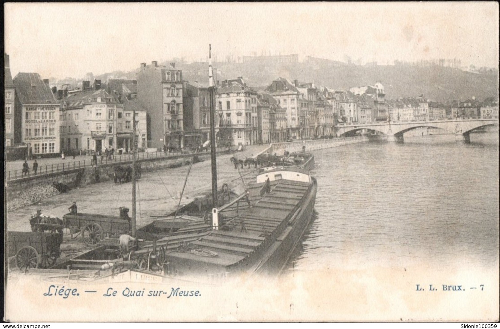 Carte Illustrée ( Liège Le Quai Sur Meuse ) Affranchie Avec Un Timbre Préoblitéré Envoyée De Bruxelles En 1905 - Roulettes 1900-09