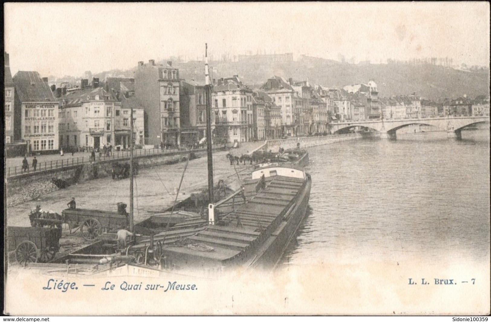 Carte Illustrée ( Liège Le Quai Sur Meuse ) Affranchie Avec Un Timbre Préoblitéré Envoyée De Bruxelles En 1905 - Roller Precancels 1900-09