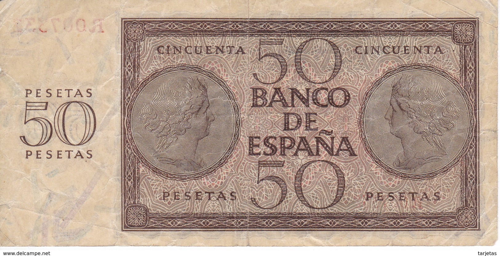 BILLETE DE BURGOS DE 50 PTAS DEL 21/11/1936 SERIE R  (BANKNOTE) - 50 Peseten