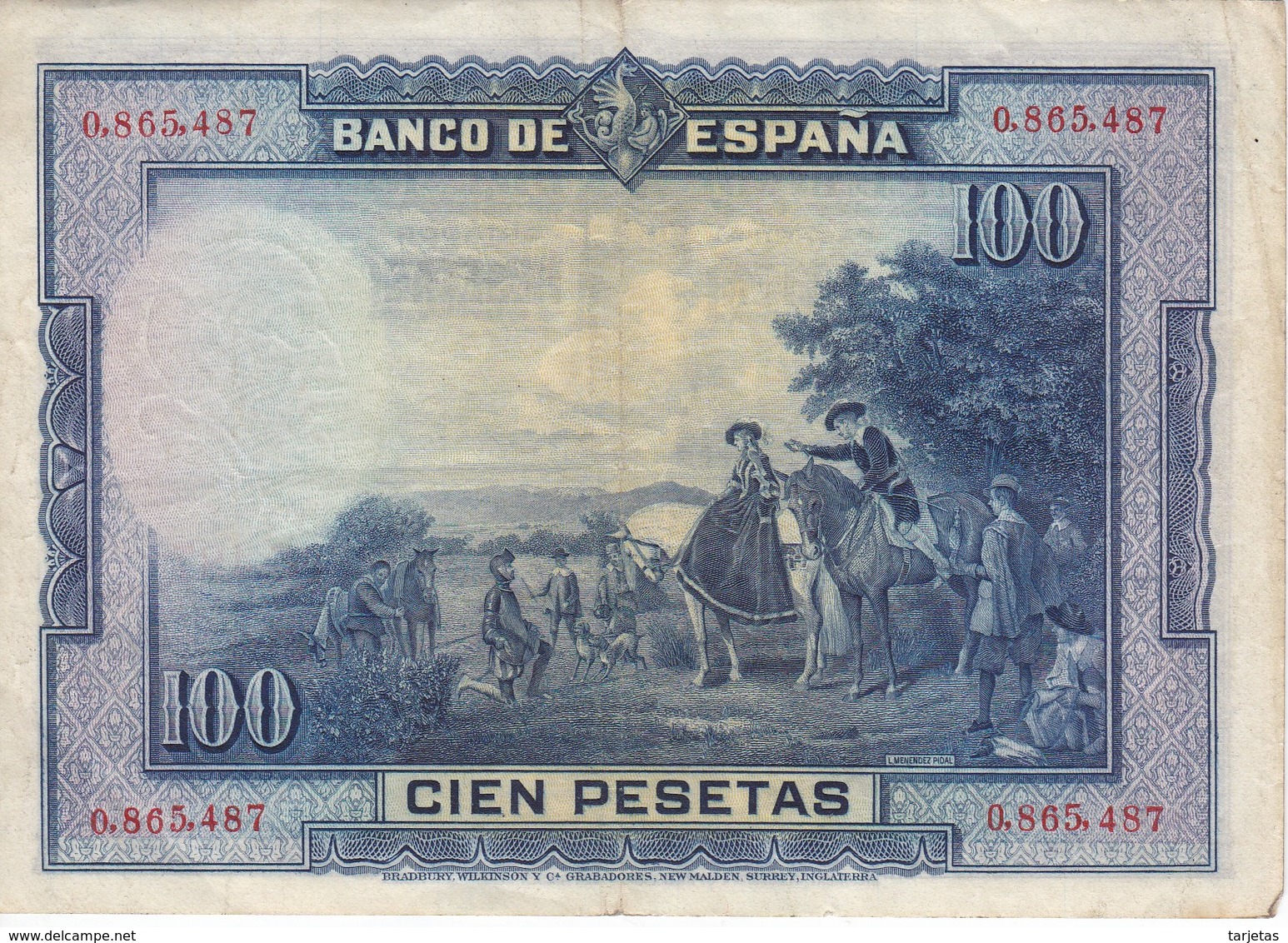 BILLETE DE 100 PTAS DEL AÑO 1928 SIN SERIE EN CALIDAD MBC (VF)  (BANKNOTE) - 100 Pesetas