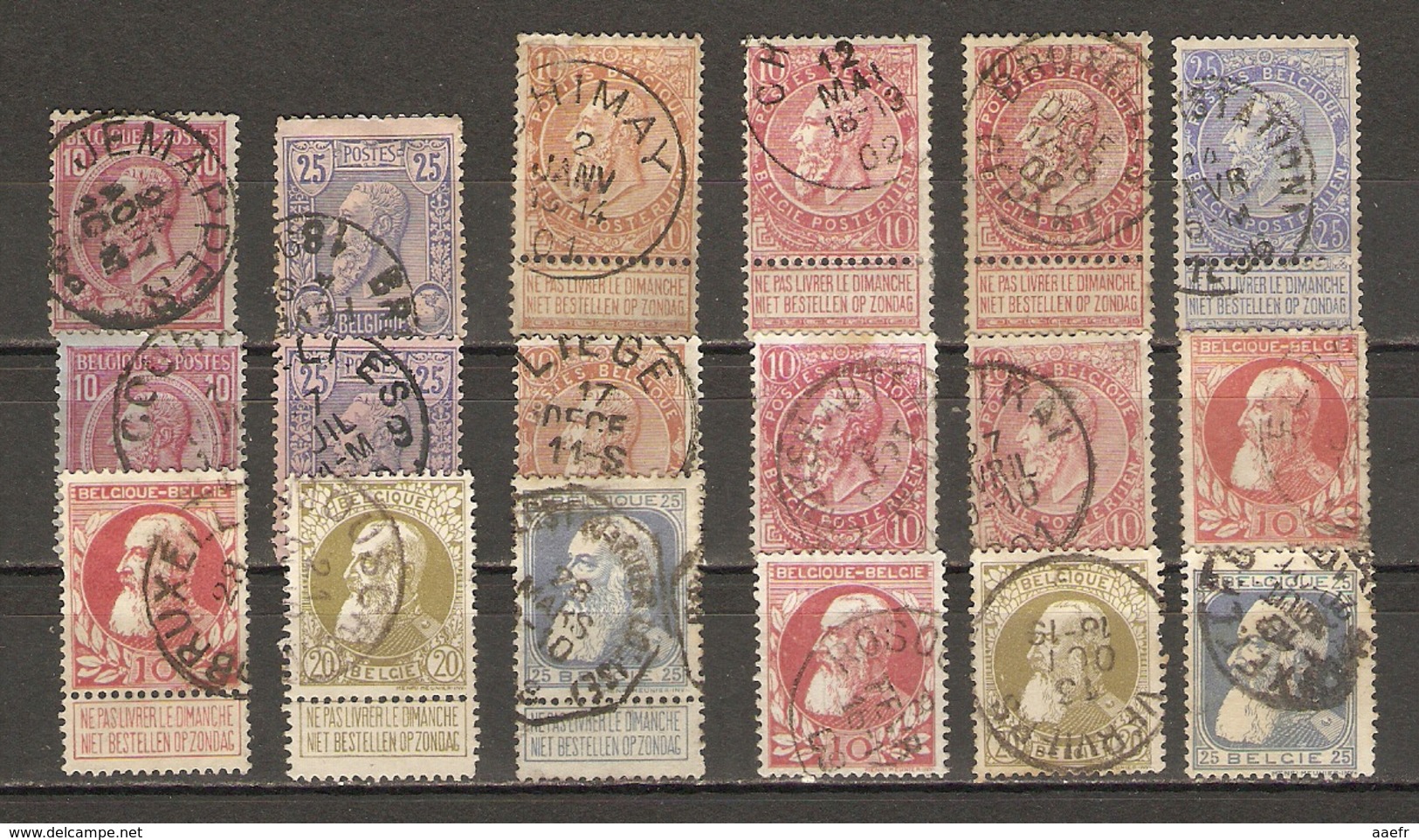 Belgique 1884/1905 - Léopold II - Petite Et Grosse Barbe - Petit Lot De 18° - Cachets - Chimay - Jemappes - Verviers... - Vrac (max 999 Timbres)