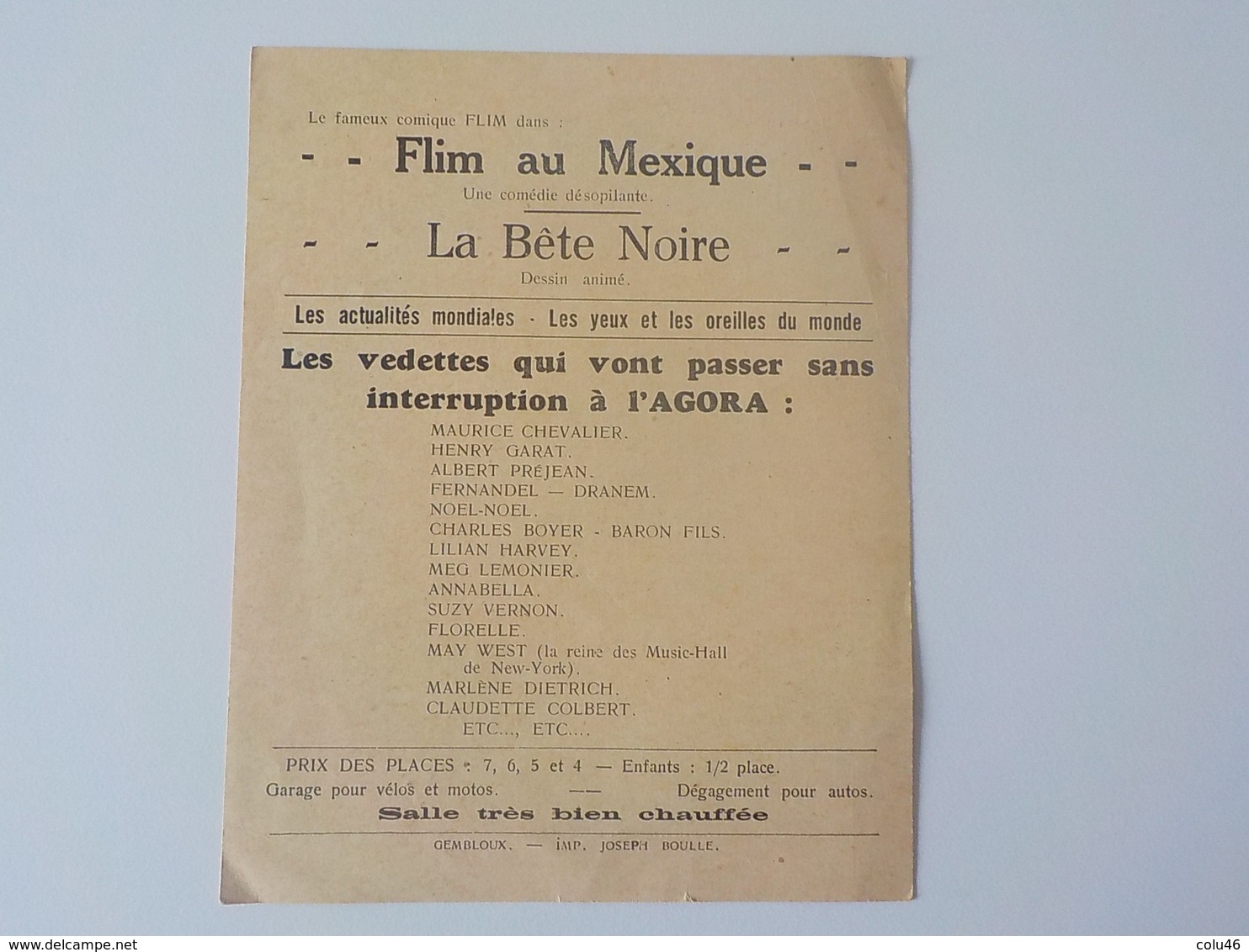 1934 Gembloux Programme Cinéma Agora Testament Docteur Mabuse Fritz Lang Film Cinématographie - Gembloux