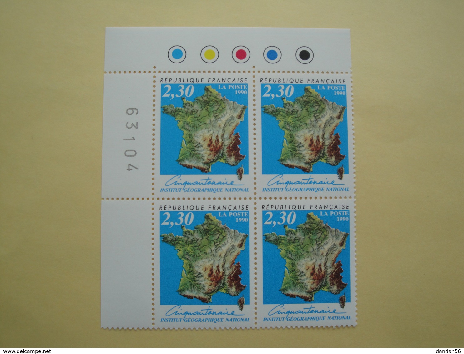 1990 France  Yv 2662 X 4 ** IGN  Carte De France  Cote 4.40 € Michel 2798 SG 3000  Map - Nuevos