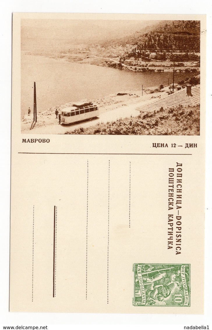 1956, YUGOSLAVIA, MAVROVO, LAKE, MACEDONIA,10 DINARA GREEN, ILLUSTRATED STATIONERY CARD, MINT - Postal Stationery
