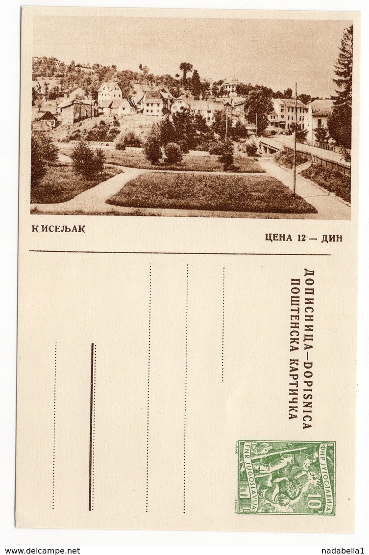 1956, YUGOSLAVIA, KISELJAK, BOSNIA,10 DINARA GREEN,ILLUSTRATED STATIONERY CARD, MINT - Postal Stationery