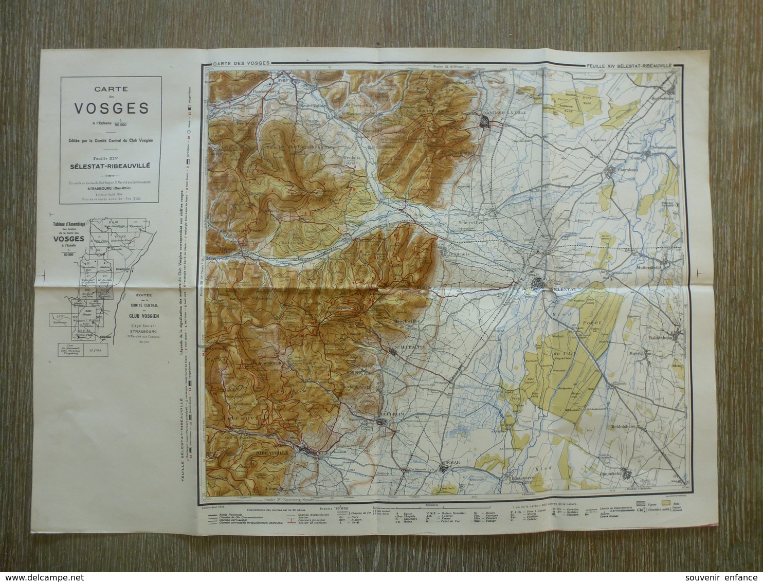 Carte Vosges Sélestat Ribeauvillé Neubois St Hippolyte Guémar - Cartes Topographiques