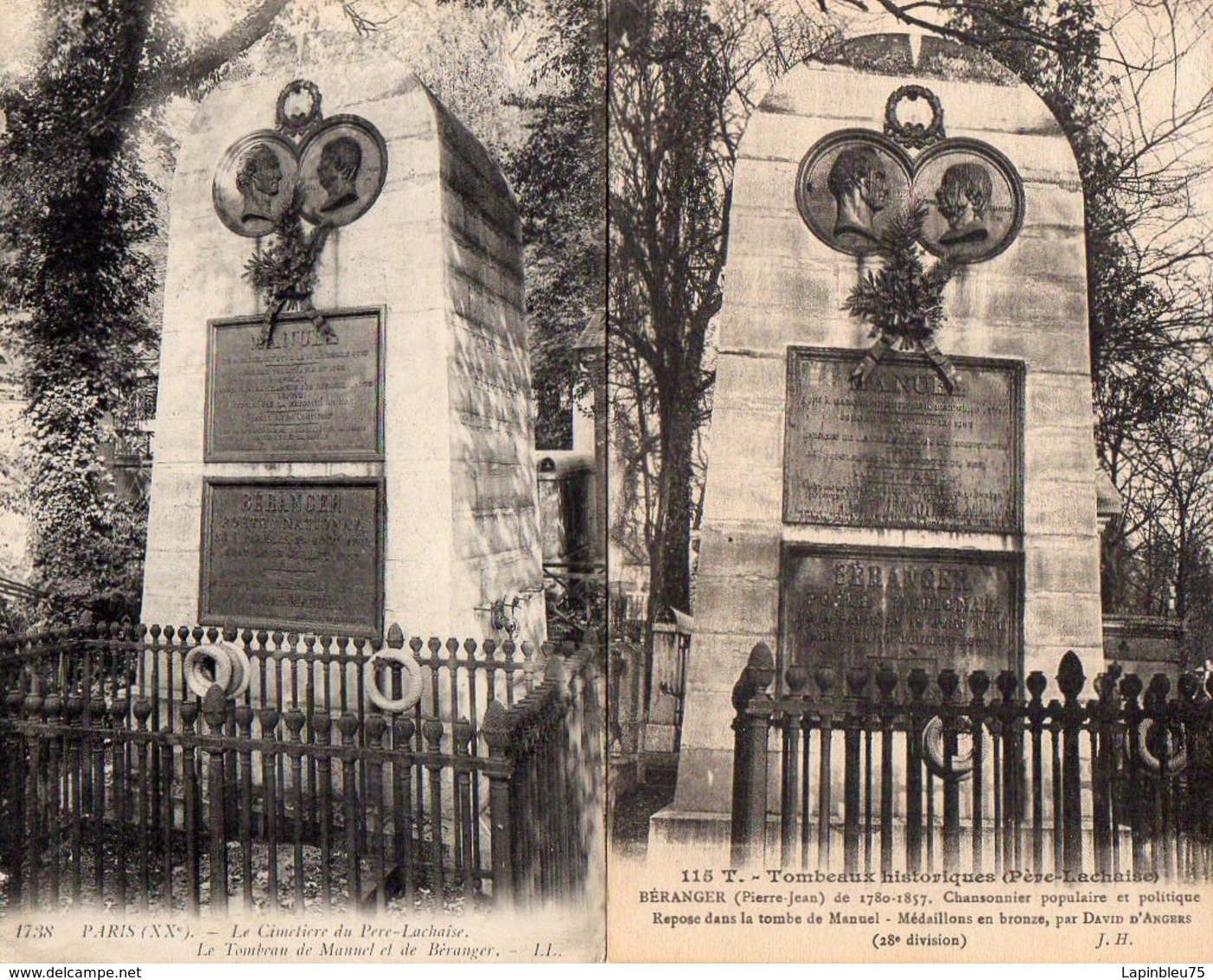 CPA 75020 Paris Père Lachaise Tombeau Beranger Manuel - Autres & Non Classés