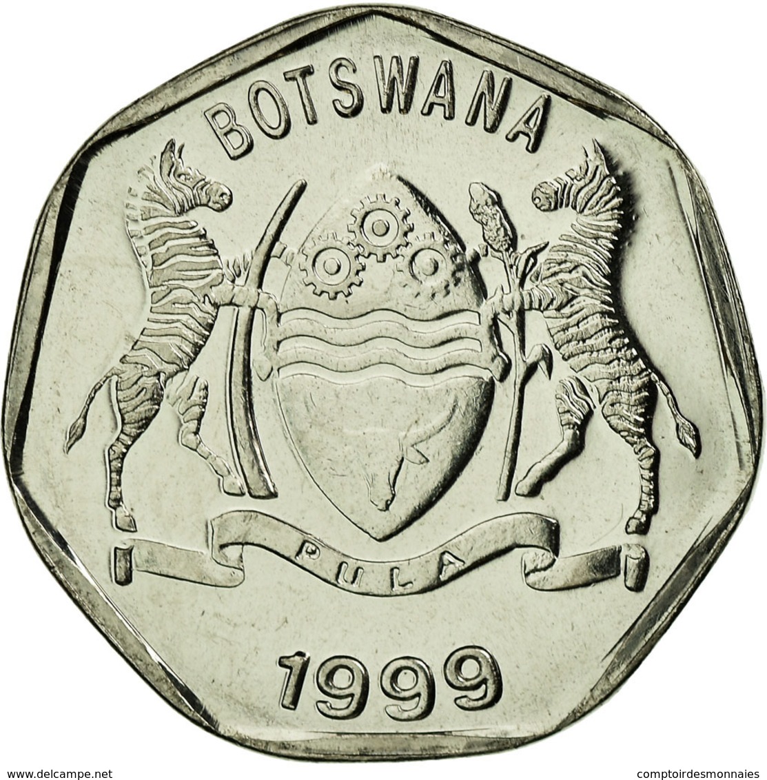 Monnaie, Botswana, 25 Thebe, 1999, British Royal Mint, SUP, Nickel Plated Steel - Botswana
