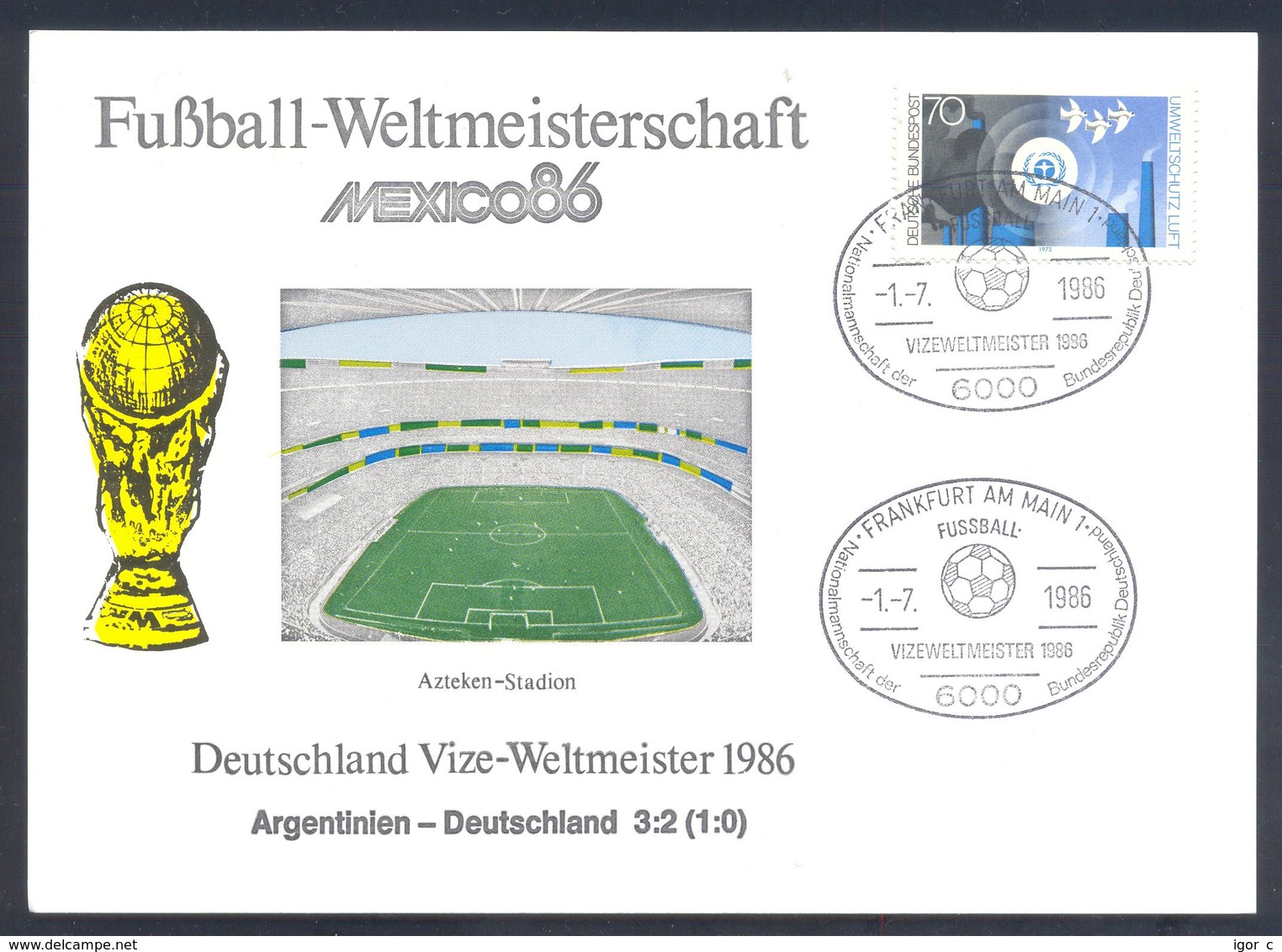 Germany 1986 Card: Football Fussball Soccer Calcio;  FIFA World Cup Mexico 86; Final: Germany Argentina; All Results - 1986 – Mexiko