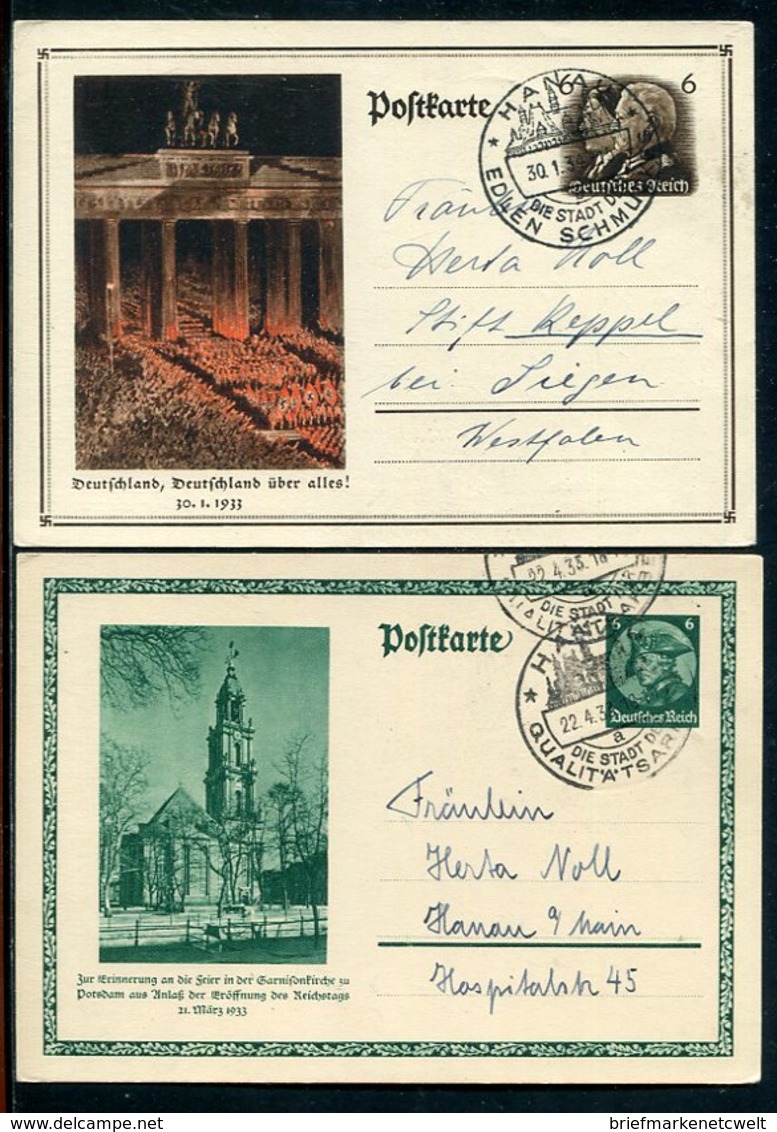 Deutsches Reich / 1933 Ff. / Postkarten Mi. P 248 Und P 250 Je So-Stempel Hanau (12103) - Altri & Non Classificati