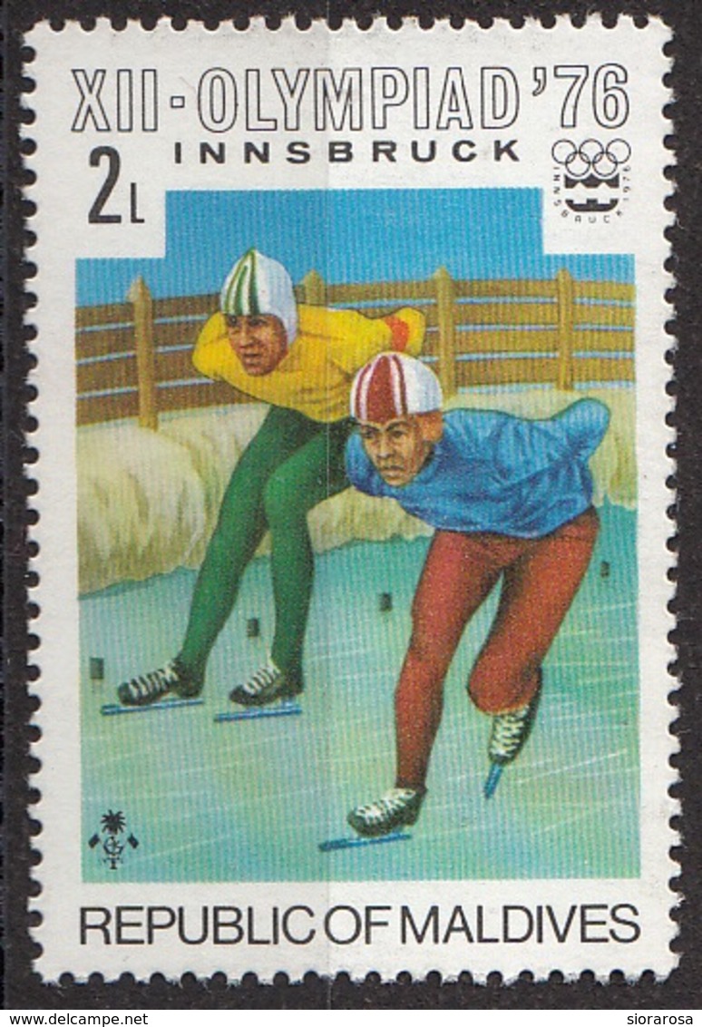 Maldive 1974 Sc. 614 Speed Skating XII Olimpiadi Invernali Innsbruck-Nuovo - Inverno1976: Innsbruck