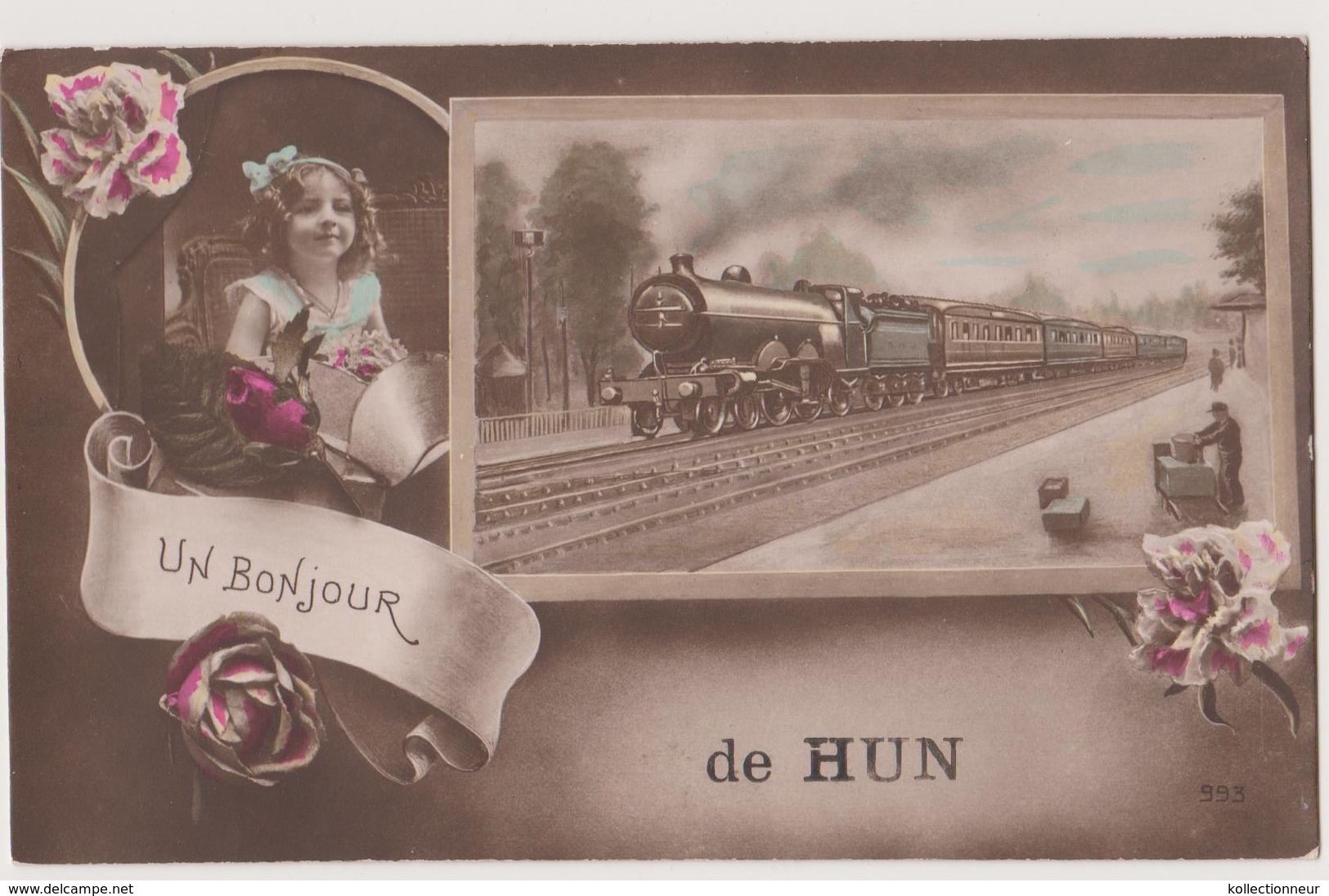 UN BONJOUR DE HUN - YVOIR..Le Train En Gare - Yvoir