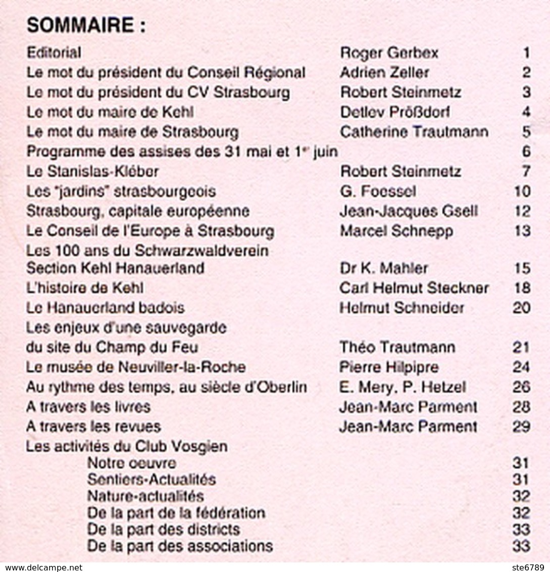 LES VOSGES Revue Club Vosgien 1997 N° 2  Strasbourg  Kehl Histoire Alsace - Lorraine - Vosges