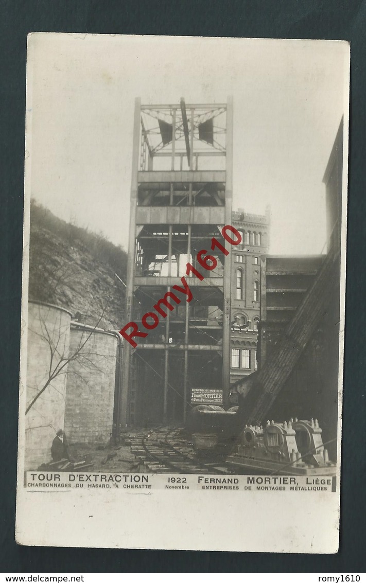 Cheratte - Construction De La 2ème Tour D'extraction. Charbonnage Du Hasard. PHOTO 1922, Montages Métalliques Mortier - Visé