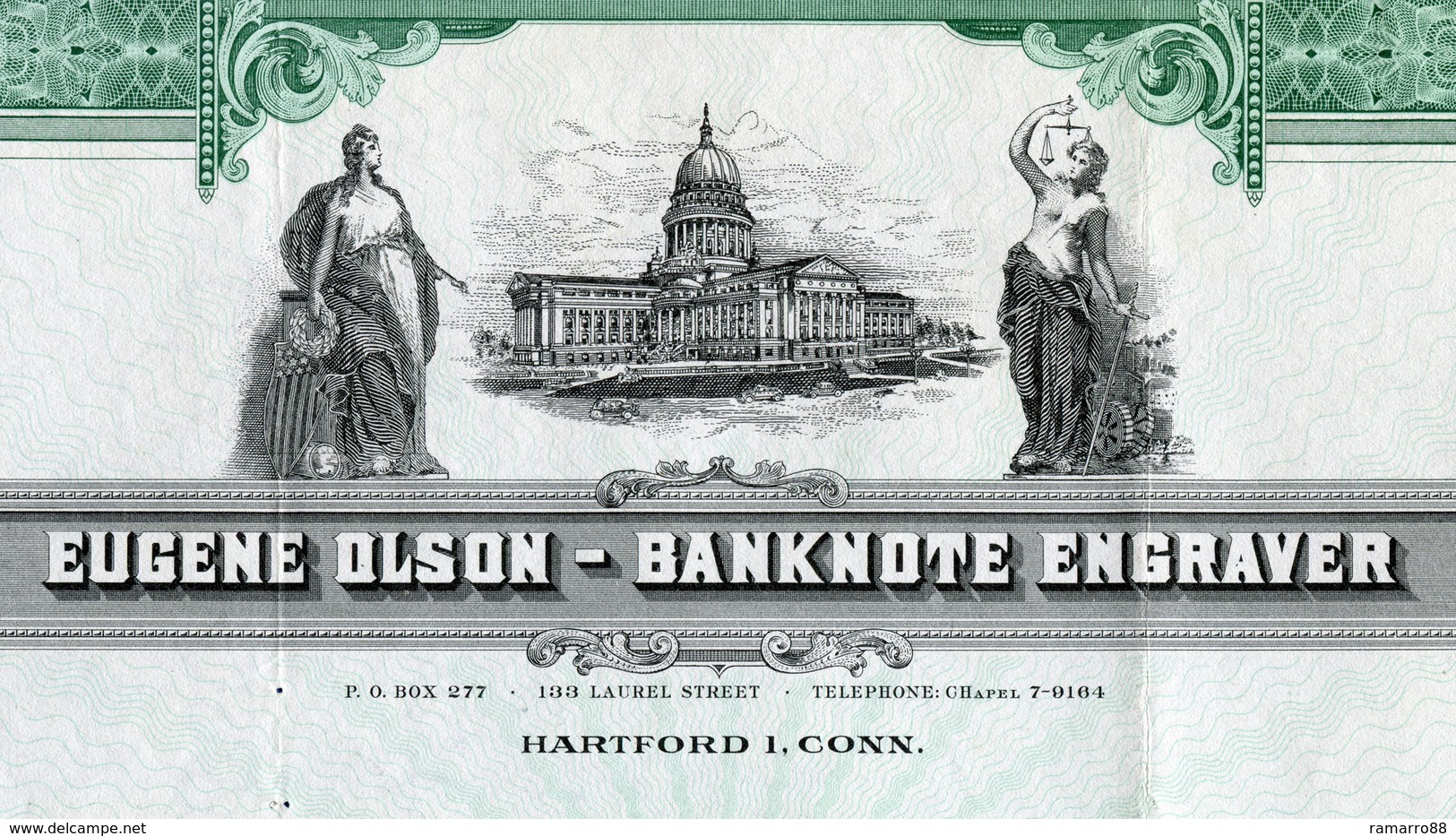 USA - Eugene Olson Banknote Engraver - Rare Bond-like Specimen Promotional Note 1962 VF+ - Fiktive & Specimen