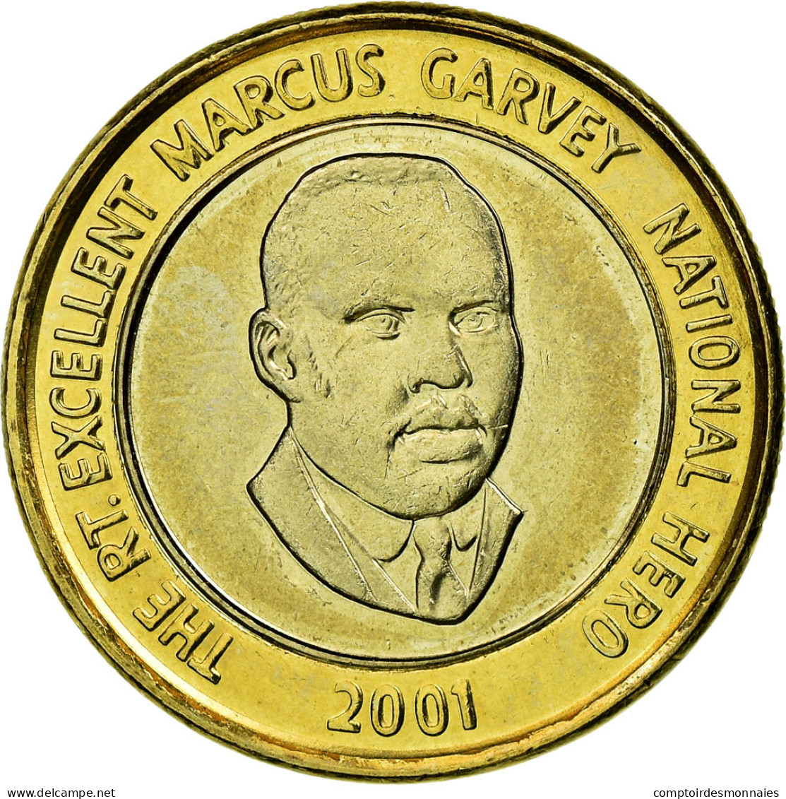 Monnaie, Jamaica, Elizabeth II, Marcus Garvey, 20 Dollars, 2001, Franklin Mint - Jamaique