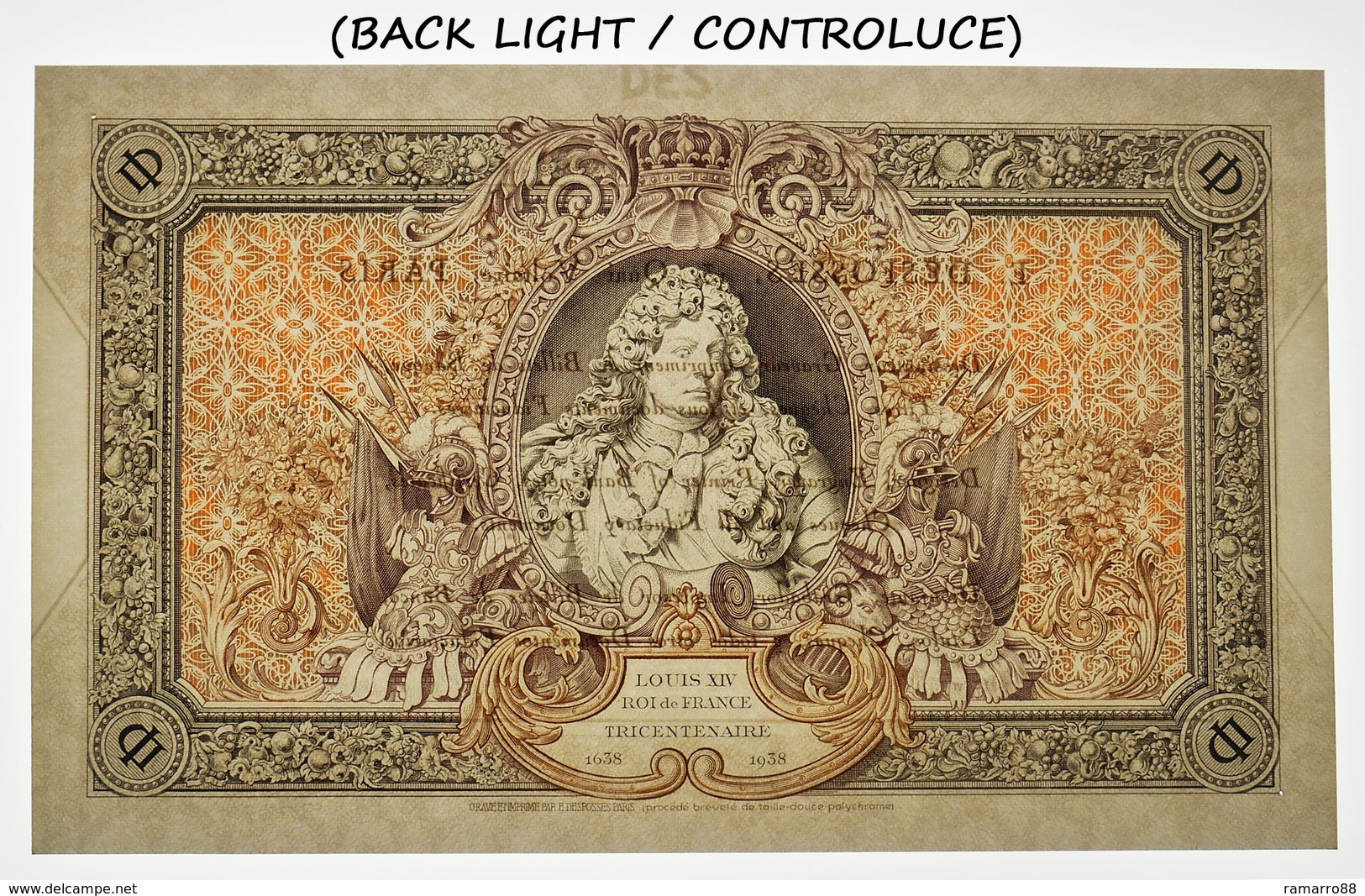 France - E. Desfossés - King Louis XIV 300 Years 1938 Very Rare Specimen Test Note Unc- - Fictifs & Spécimens