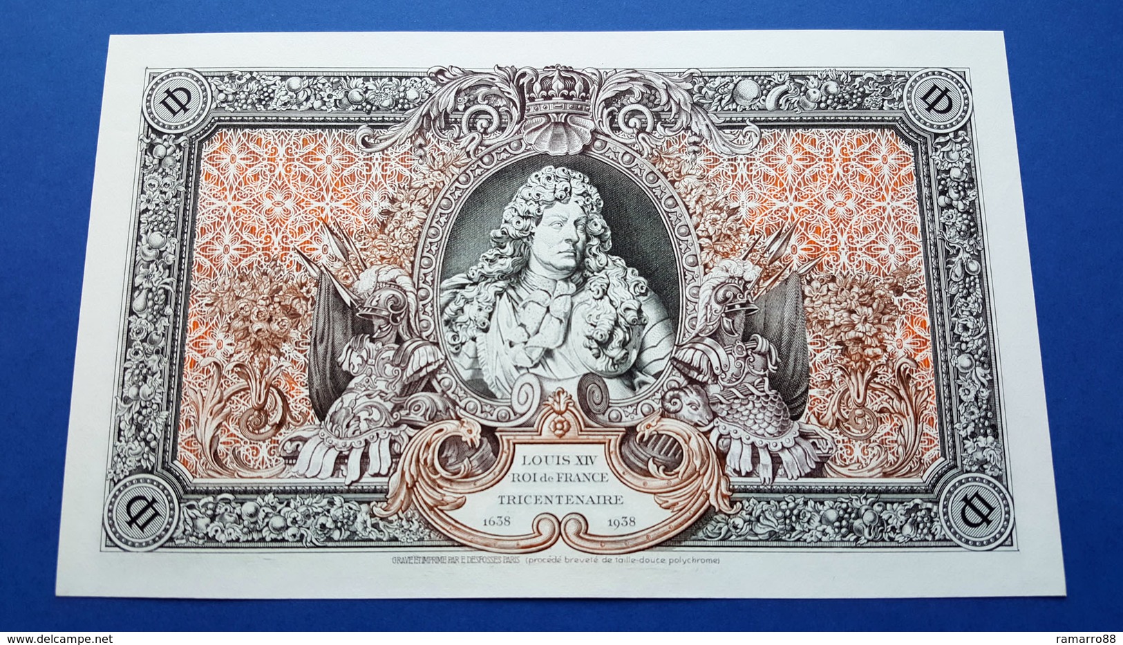 France - E. Desfossés - King Louis XIV 300 Years 1938 Very Rare Specimen Test Note Unc- - Specimen