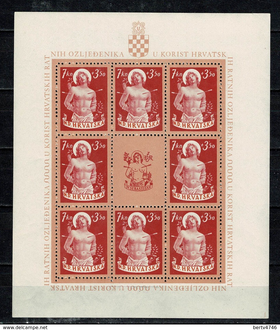 Hrvatska 1944  Yv 119/122**, Mi 154/157**  Kleinbogen MNH (4 Scans) - Croacia