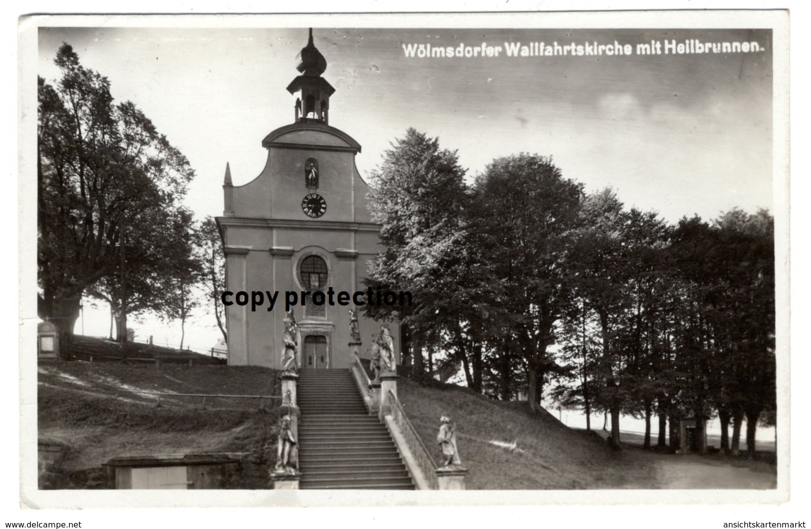 Wölmsdorf, Wallfahrtskirche Mit Heilbrunnen, Vilemov U Sluknova, Foto Postkarte 1939 Und Foto - Tchéquie