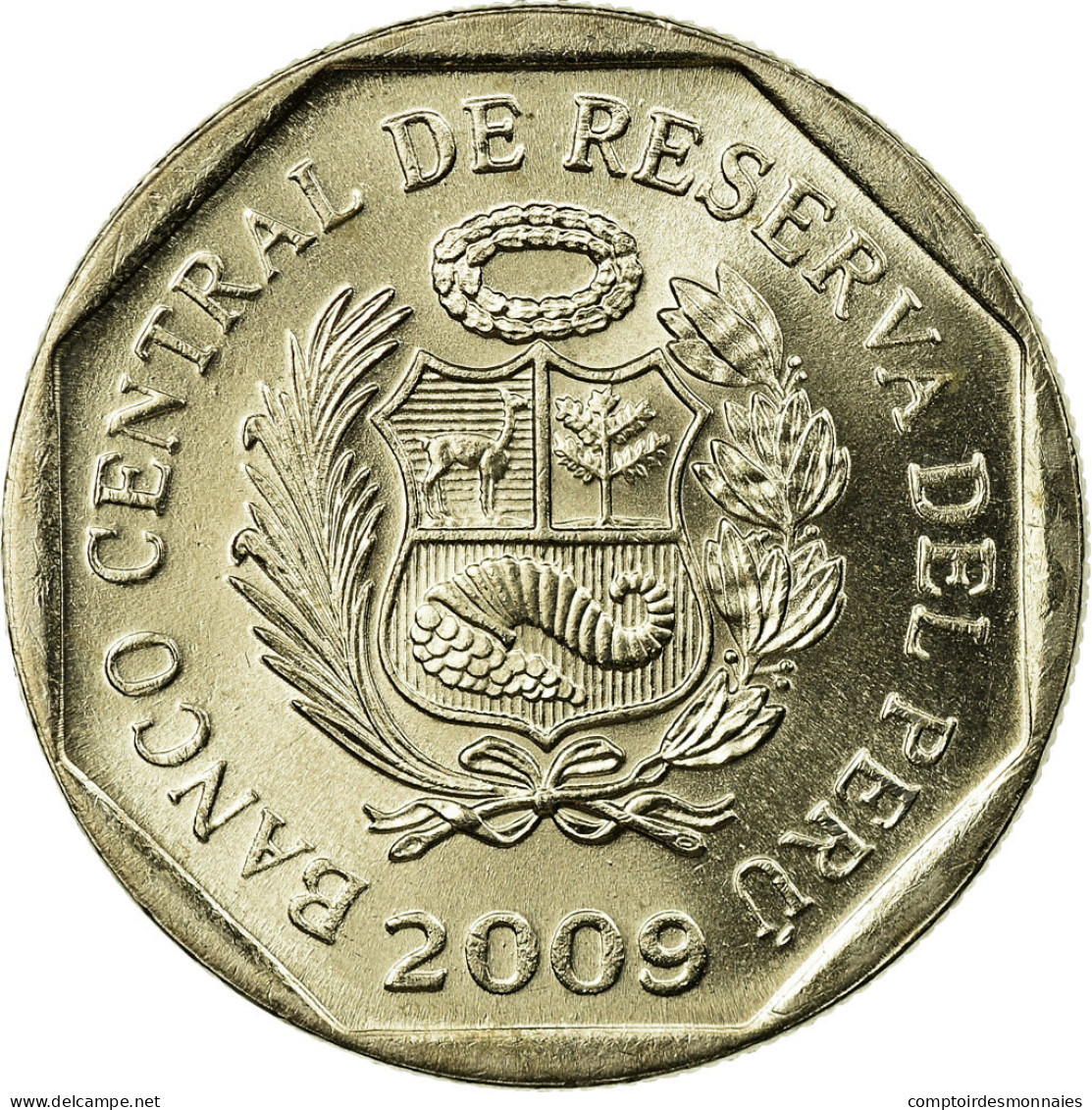 Monnaie, Pérou, Nuevo Sol, 2009, Lima, SUP, Copper-Nickel-Zinc, KM:308.4 - Pérou