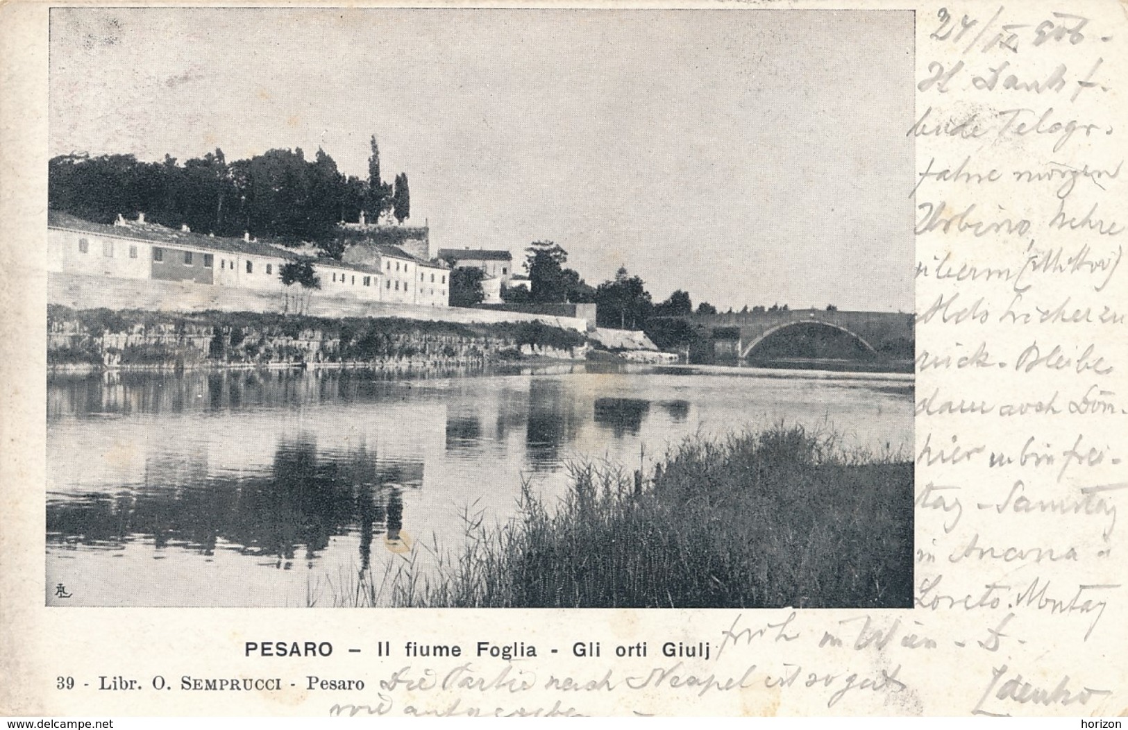 V.799.  PESARO - Il Fiume Fopglia - Gli Orti Giulj - 1906 - Pesaro