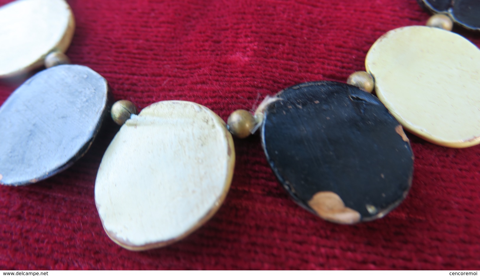 Ancien Collier Fantaisie En Céramique Coloré - Necklaces/Chains