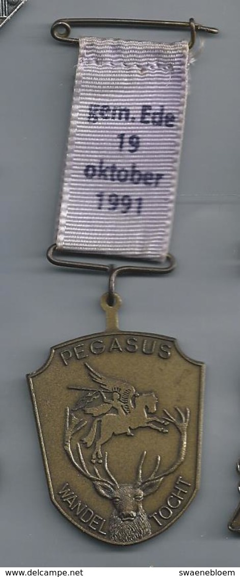 NL.- MEDAILLE. WANDELMEDAILLE. PEGASUS WANDELTOCHT. Gemeente EDE 19 Oktober 1991. Pins - Andere & Zonder Classificatie