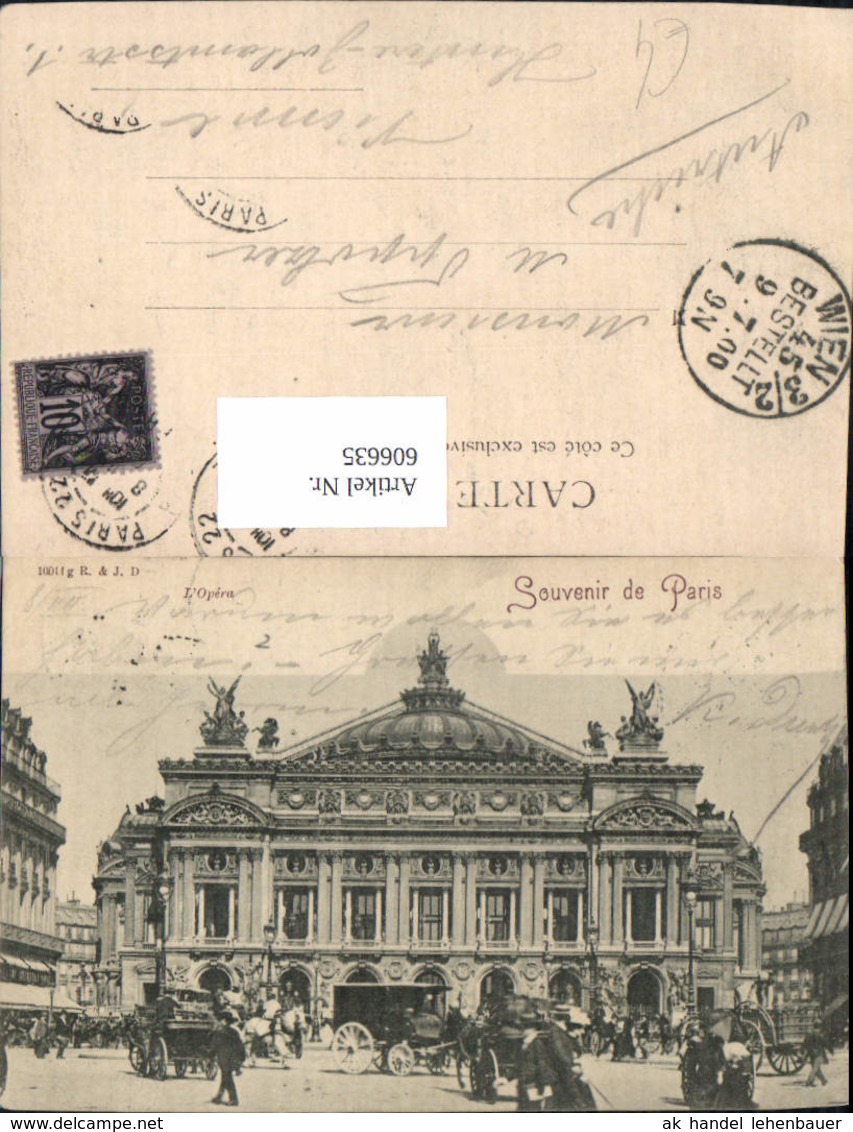 606635,Souvenir De Paris L Opera Oper Kutsche Automobil France - Sonstige & Ohne Zuordnung