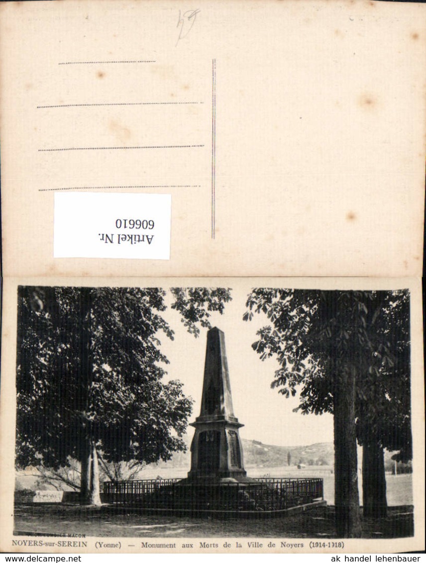 606610,Noyers-sur-Serein Yonne Monument Aux Morts De La Ville De Noyers Denkmal Franc - Sonstige & Ohne Zuordnung