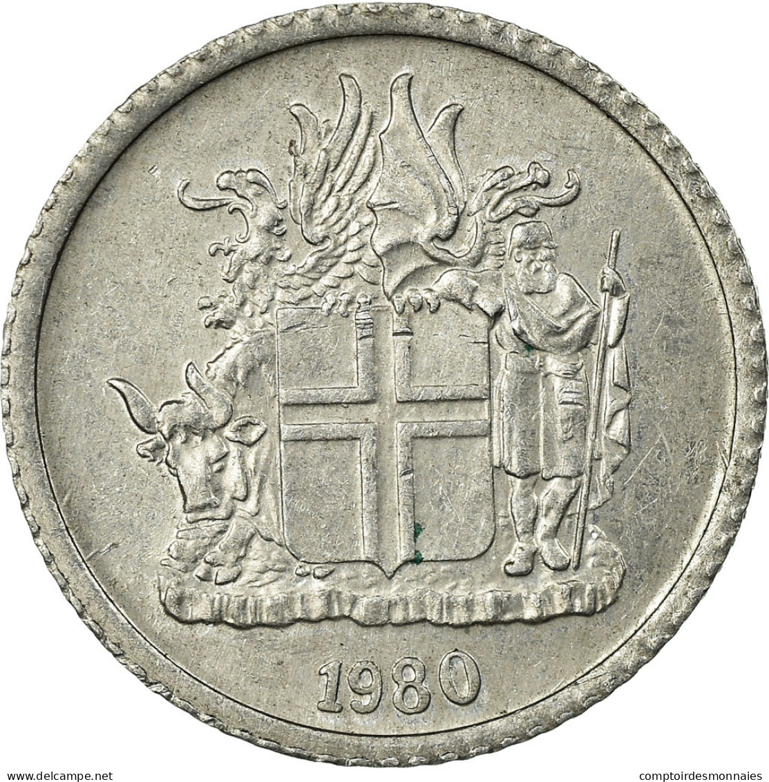 Monnaie, Iceland, Krona, 1980, TTB, Aluminium, KM:23 - Islande